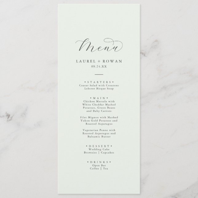 Elegant Greenery Coordinate Wedding Menu (Front)