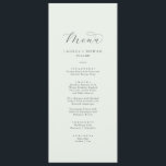 Elegant Greenery Coordinate Wedding Menu<br><div class="desc">This elegant greenery coordinate wedding dinner menu card is perfect for a simple wedding. The minimalist grey and mint green design features fancy romantic typography with modern glam style. Customisable in any colour. Keep the design minimal and classy, as is, or personalise it by adding your own graphics and artwork....</div>