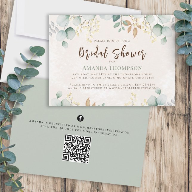 Elegant Greenery Custom Bridal Shower Invitation (Creator Uploaded)