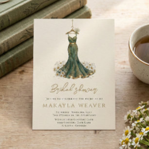 Elegant Greenery Daisies Dress Bridal Shower Invitation