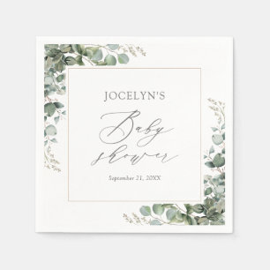 Elegant Greenery Eucalyptus Baby Shower Napkin