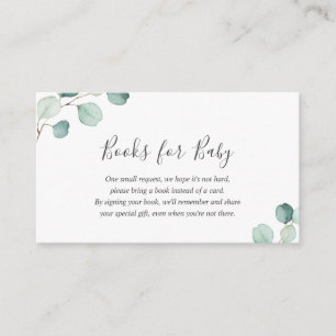 Elegant Greenery Eucalyptus Books for Baby Shower Enclosure Card