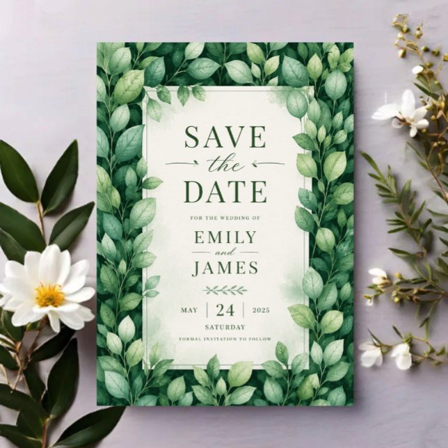 Elegant Greenery Eucalyptus Botanical  Save The Date (Creator Uploaded)