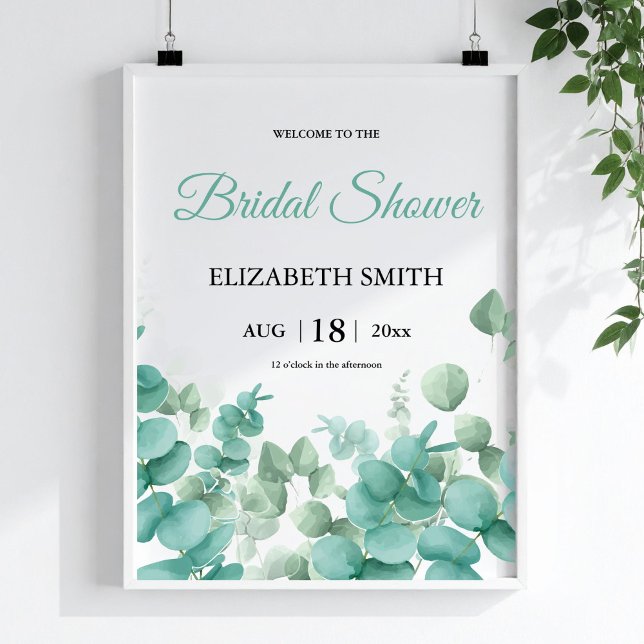 Elegant Greenery Eucalyptus Bridal Shower Poster (Greenery Eucalyptus Elegant Bridal Shower Poster)
