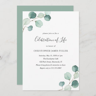 Elegant Greenery Eucalyptus Celebration of Life Invitation