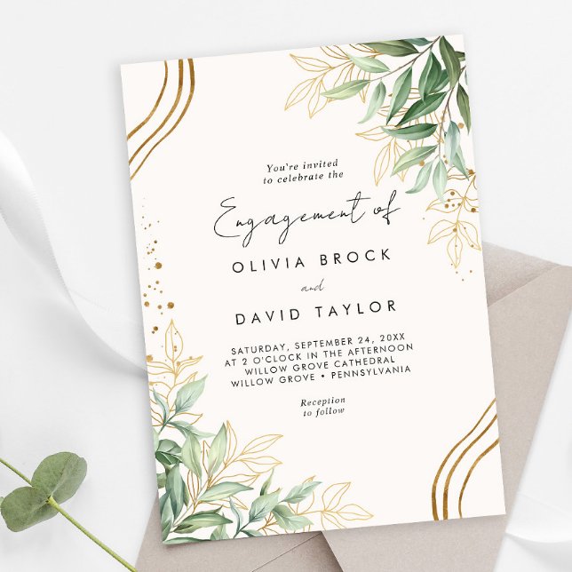 Elegant Greenery Eucalyptus Engagement Party Invitation (Creator Uploaded)