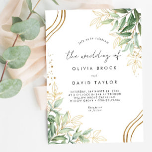 Elegant Greenery Eucalyptus Leaves Modern Wedding Invitation