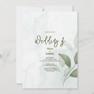 Elegant Greenery Eucalyptus Leaves Rustic Wedding Invitation