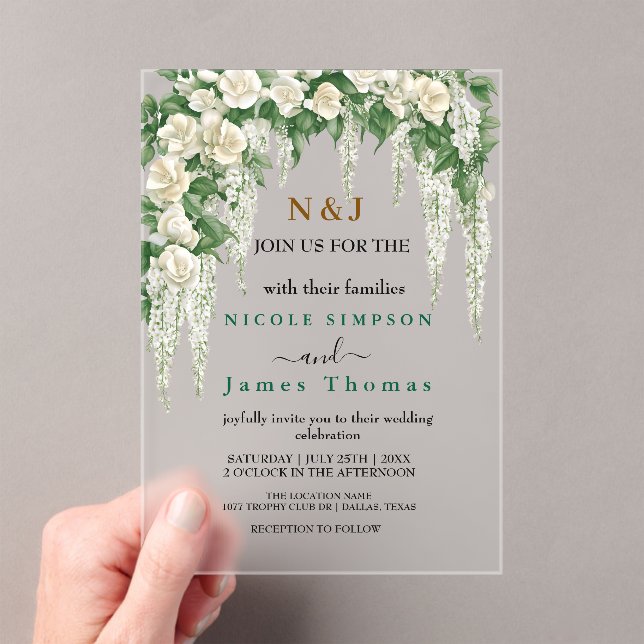 Elegant Greenery Eucalyptus Leaves Wedding Acrylic Invitations (Insitu (Handheld))
