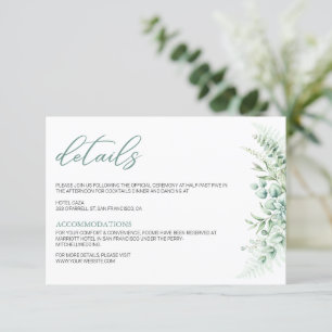 Elegant Greenery Eucalyptus Leaves Wedding Enclosure Card
