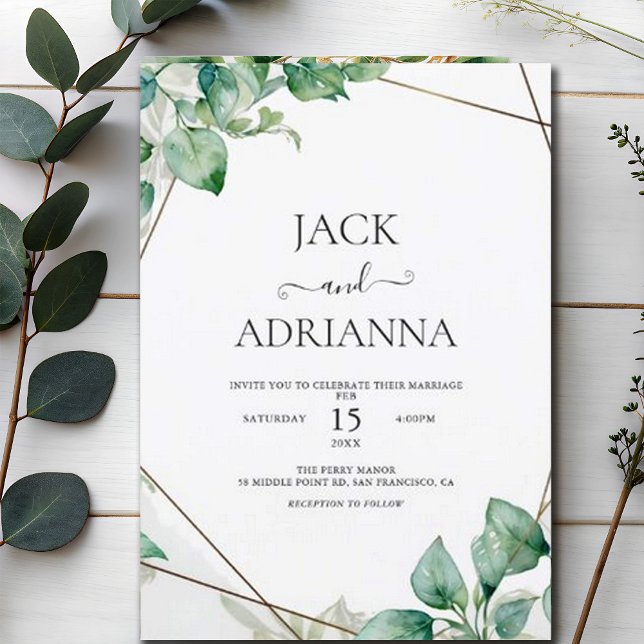 Elegant Greenery Eucalyptus Leaves Wedding Invitation (Creator Uploaded)