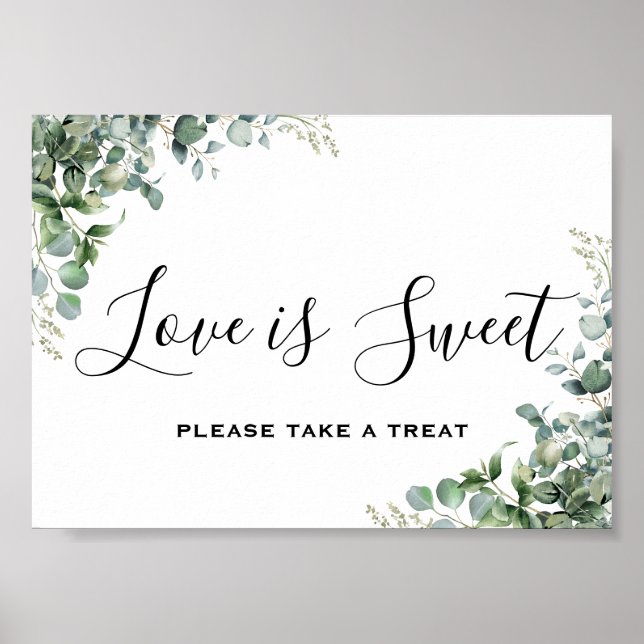 Elegant Greenery Eucalyptus Leaves Wedding Poster (Front)