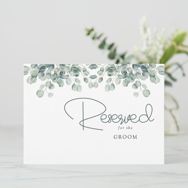 Elegant Greenery Eucalyptus Leaves Wedding reserve (Standing Front)