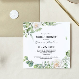 Elegant greenery  Eucalyptus Square Bridal Shower Invitation