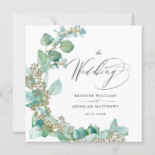 Elegant Greenery Eucalyptus Watercolor Wedding Invitation
