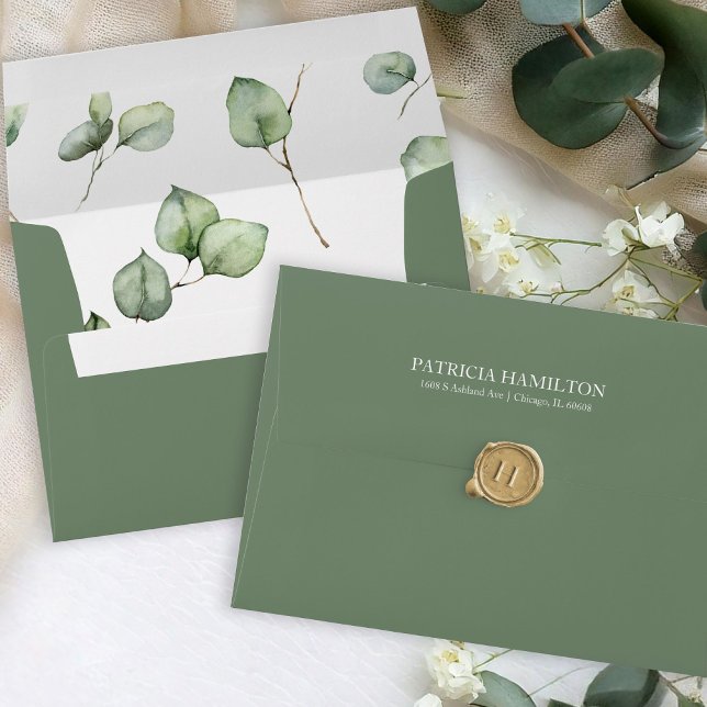 Elegant Greenery Eucalyptus Wedding Envelope (Creator Uploaded)