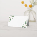 Elegant Greenery Eucalyptus Wedding Folded Blank Place Card<br><div class="desc">Designed to coordinate with our Moody Greenery wedding collection,  this customisable folded place card features watercolor greenery branches with a classy serif dark grey text monogram on the back.</div>