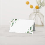 Elegant Greenery Eucalyptus Wedding Folded Blank Place Card<br><div class="desc">Designed to coordinate with our Moody Greenery wedding collection,  this customisable folded place card features watercolor greenery branches with a classy serif dark grey text monogram on the back.</div>