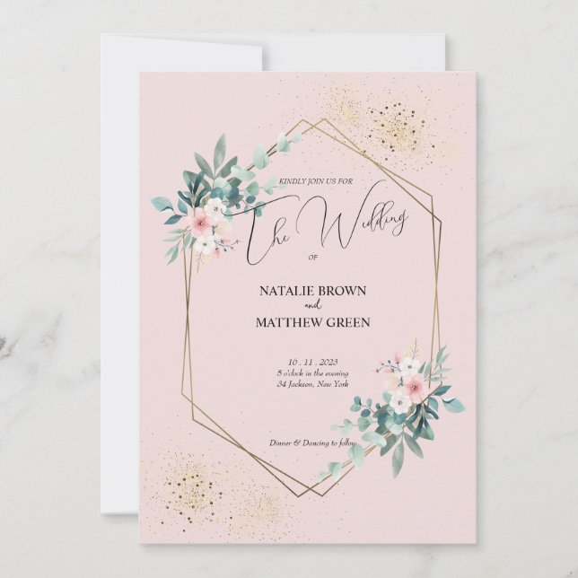 Elegant Greenery Eucalyptus Wedding Invitation (Front)