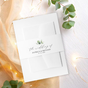 Elegant Greenery Eucalyptus Wedding Invitation Belly Band