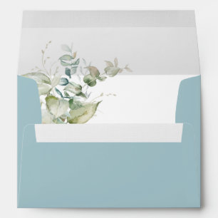 Elegant Greenery Eucalyptus Wedding Mist Blue Envelope