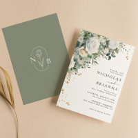 Elegant Greenery Eucalyptus White Rose Wedding