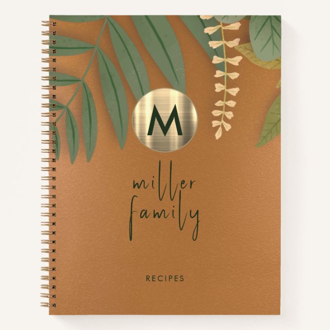 Elegant Greenery Family Recipe Book (Front)