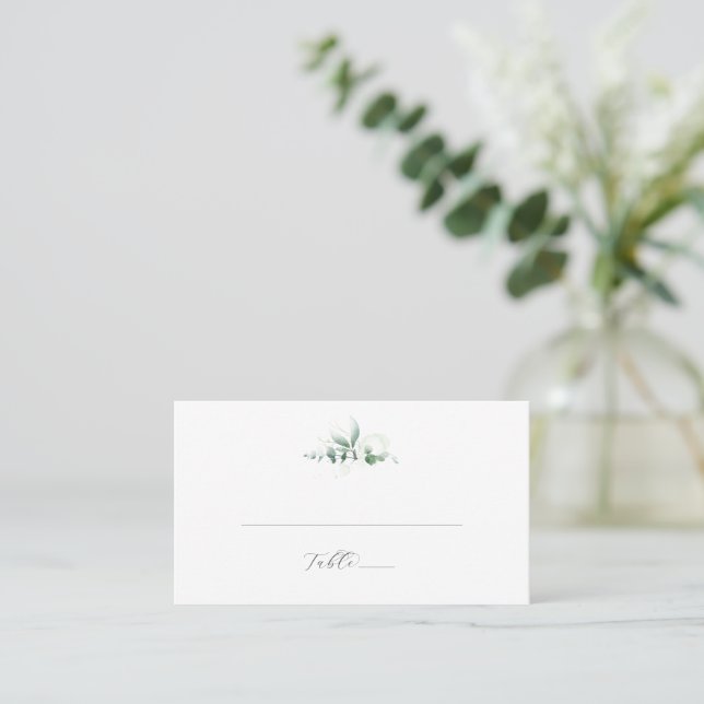 Elegant Greenery Flat Wedding Place Card (Standing Front)