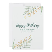 Elegant Greenery Floral Birthday Card | Minimal Bo