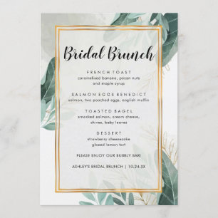 Elegant Greenery Floral Bridal Brunch Menu