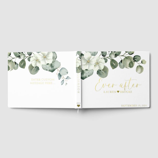 Elegant Greenery Floral Bridal wedding guest book  (Full)