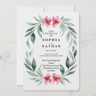 Elegant Greenery & Floral marriage invitation