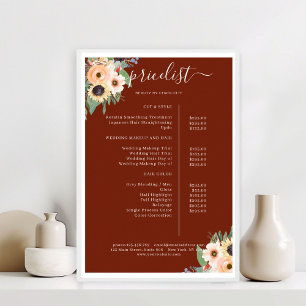 Elegant Greenery Floral Salon Red Poster