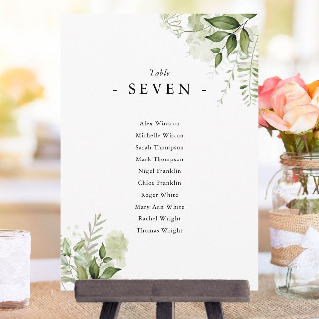 Elegant Greenery Floral Seating Plan Table Number (Elegant Greenery Floral Seating Plan Table Number)