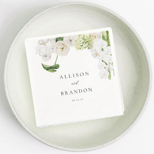 Elegant Greenery Floral Wedding Napkin