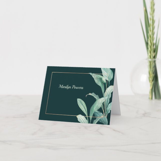 Elegant Greenery Folded Stationery Card (Front)