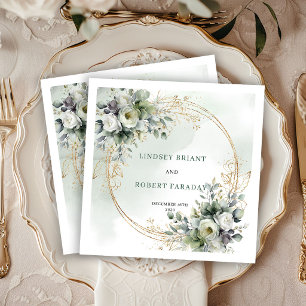 Elegant Greenery Foliage Botanical Wedding Napkins