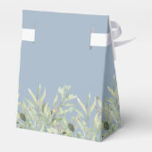 Elegant Greenery Foliage Bridal Shower Dusty Blue Favour Box (Back Side)