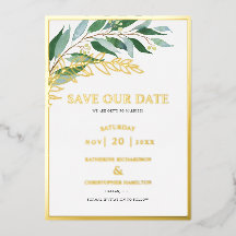 Elegant Greenery Foliage Green Save The Date