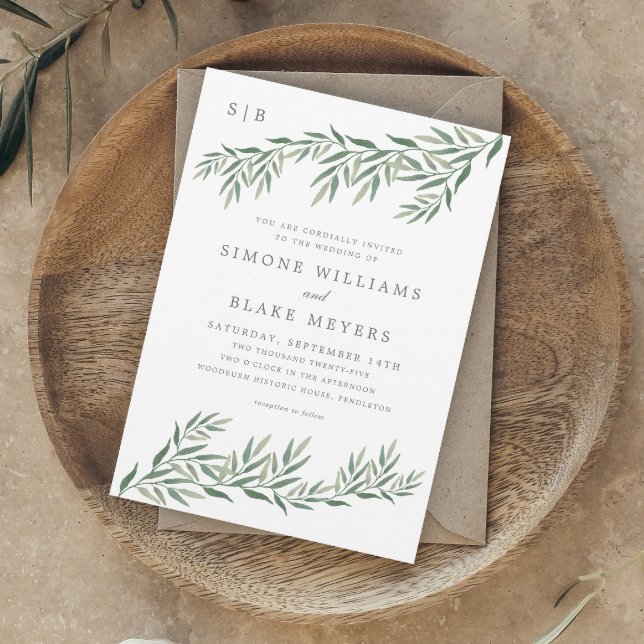 Elegant Greenery Foliage Wedding Invitation (Creator Uploaded)