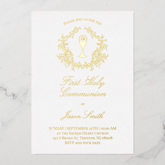 elegant greenery frame First Communion (Front)