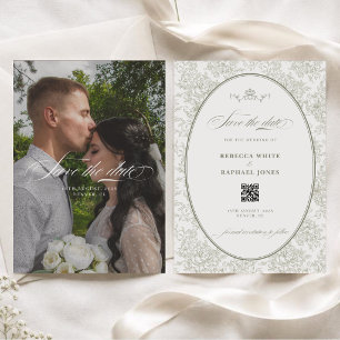 Elegant Greenery Garden Sage Green Wedding QR Code Save The Date