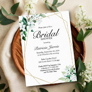 Elegant Greenery Geometric Bridal Shower Invitation