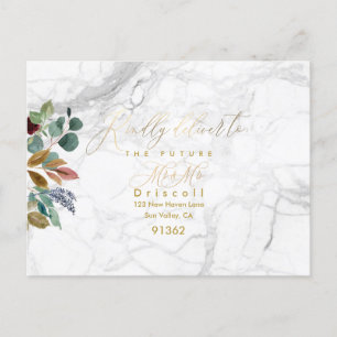Elegant Greenery Gold Calligraphy RSVP w Meal Invitation Postcard