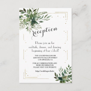Elegant Greenery Gold Confeti Wedding Details Enclosure Card
