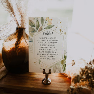 Elegant Greenery Gold Frame Table Seating Card