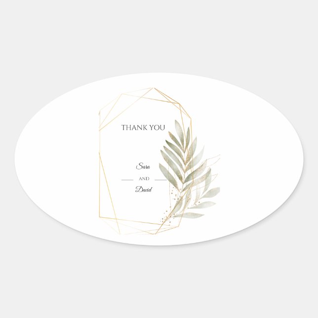 Elegant Greenery Gold Geometric Sticker (Front)