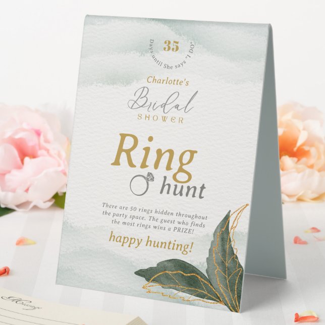 Elegant Greenery Gold Ring Hunt Bridal Shower Game (In SItu (Wedding))