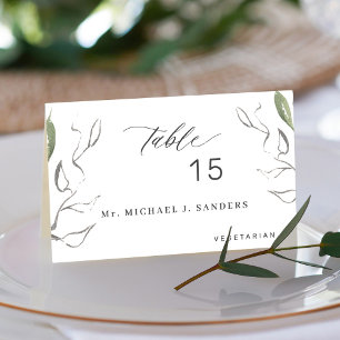 Elegant greenery guest name wedding place card