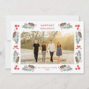 Elegant Greenery Holiday Frame Holiday Card